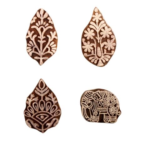 Set of 4 Piece New Mix Wooden Printing Block